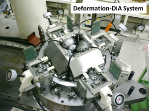 A lower guide block and four sliding (side ) blocks of a deformation-DIA apparatus (at Geodynamics Research Center, Ehime University)